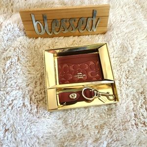 Coach Card Case Wallet with Valet Key Chain